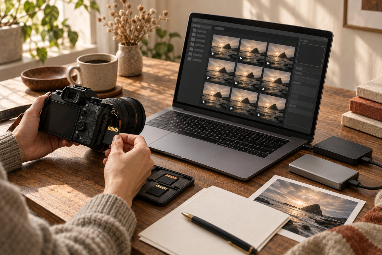 Removing a camera memory card and handling video on a computer and external drive
